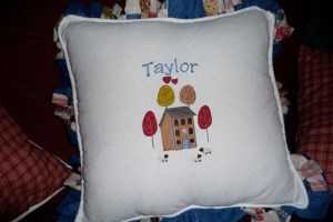 Taylor pillow with design from EL